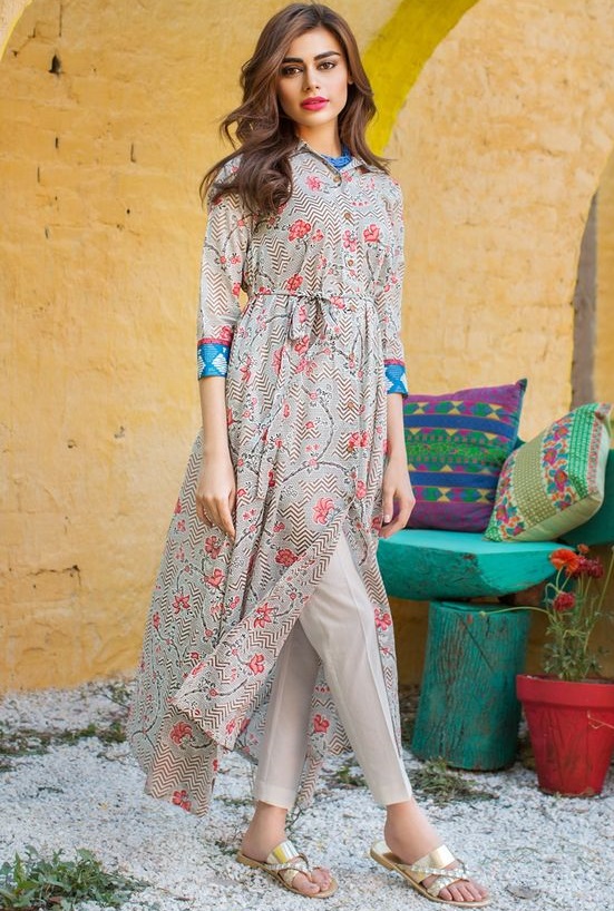 Beautiful Lawn frock Designs & Kurtis for Pakistani Girls 2024